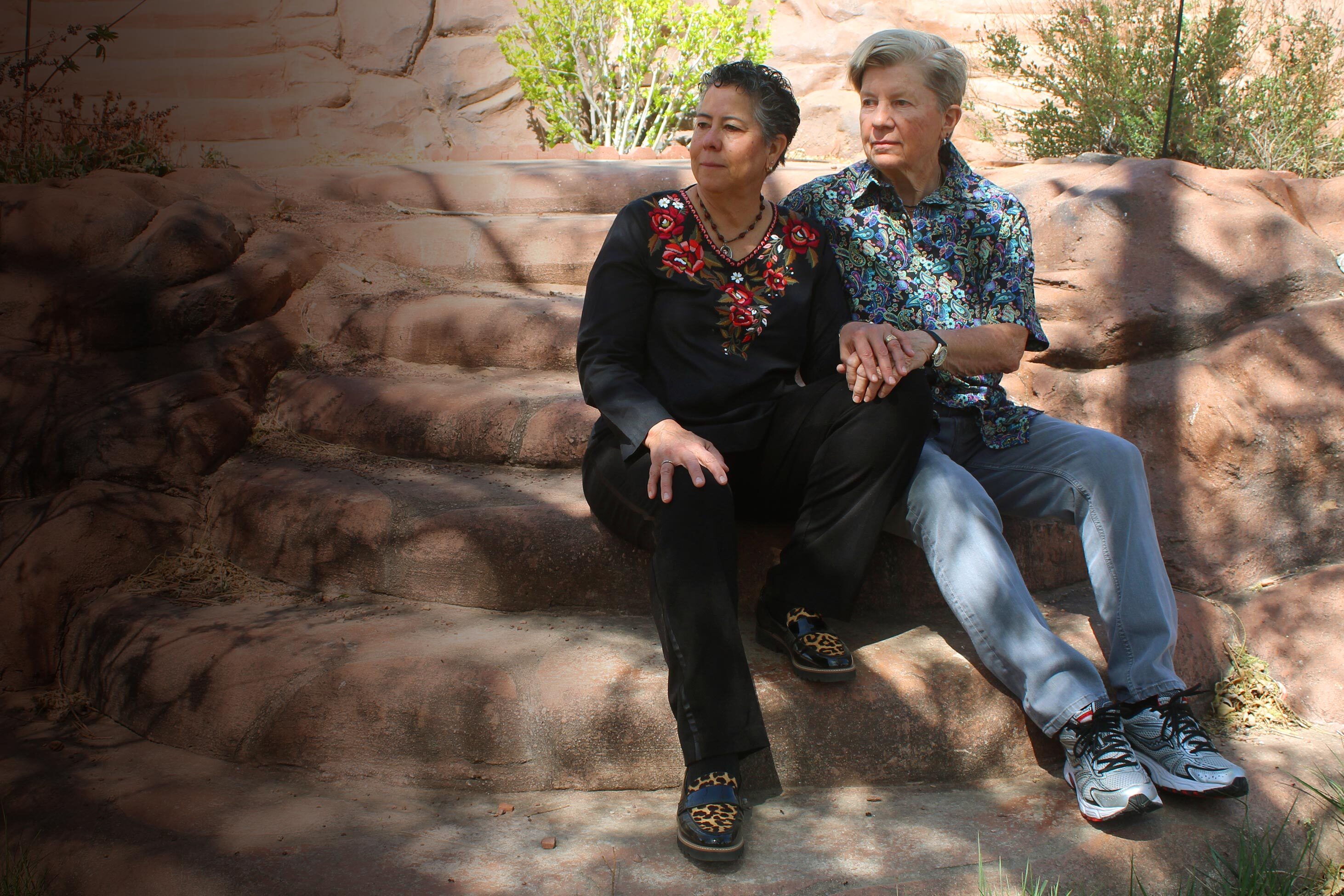 Norma Vázquez de Houdek (L) with wife, Mary Houdek at their home in Albuquerque, New Mexico.