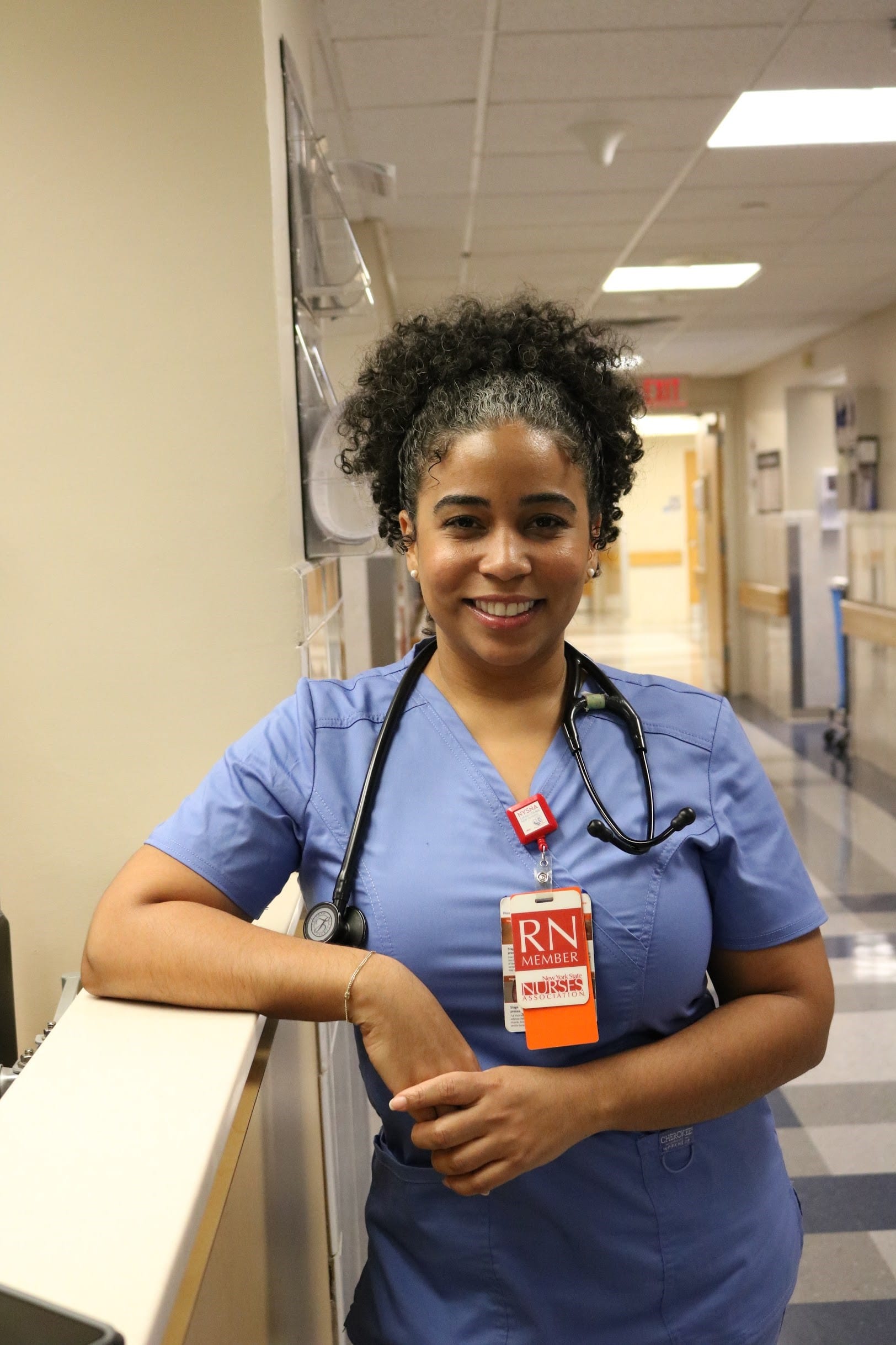 Assemblymember Karines Reyes (Bronx), RN, in her nursing uniform