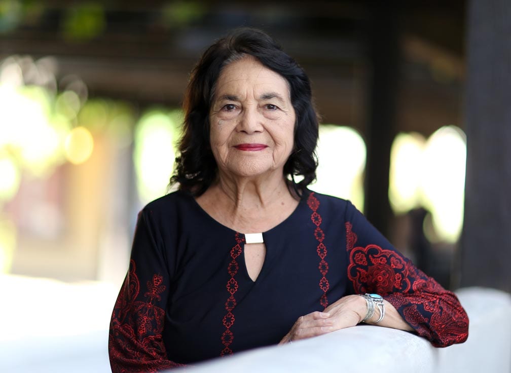 Dolores Huerta at her daughters' home in Los Angeles. Photo by J. Emilio Flores