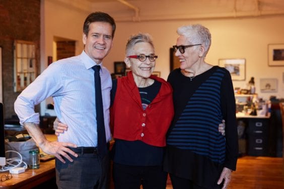From left, NY State Senator Brad Hoylman, cosponsor of Medical Aid in Dying Act, Barbara Hammer and her spouse Florrie Burke on Feb. 6, 2019. Barbara Hammer died on Saturday, March 16, 2019