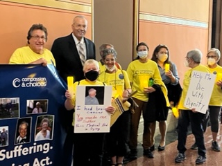 Assemblymember Jeffrion Aubrey joined advocates and said he was urging his colleagues to pass the Medical Aid in Dying Act.